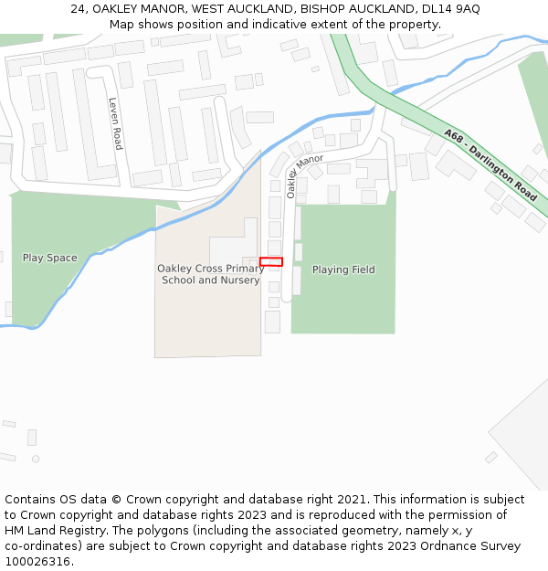 24, OAKLEY MANOR, WEST AUCKLAND, BISHOP AUCKLAND, DL14 9AQ: Location map and indicative extent of plot