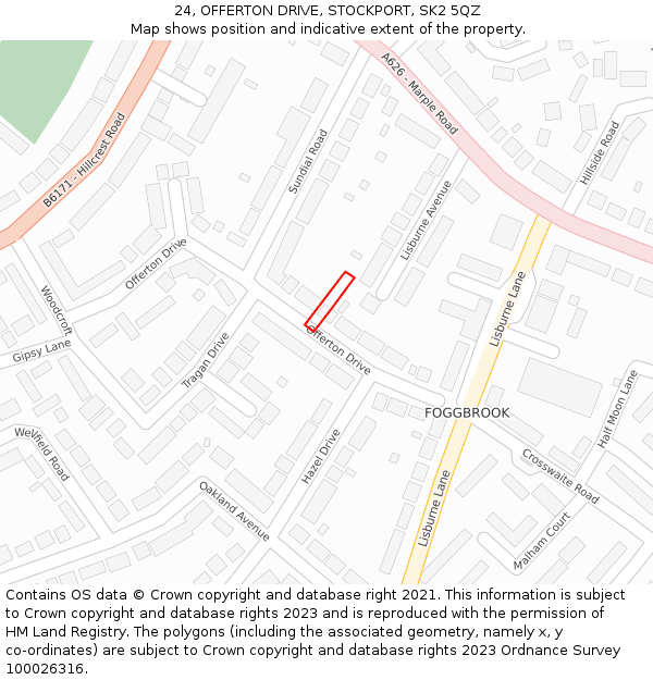 24, OFFERTON DRIVE, STOCKPORT, SK2 5QZ: Location map and indicative extent of plot