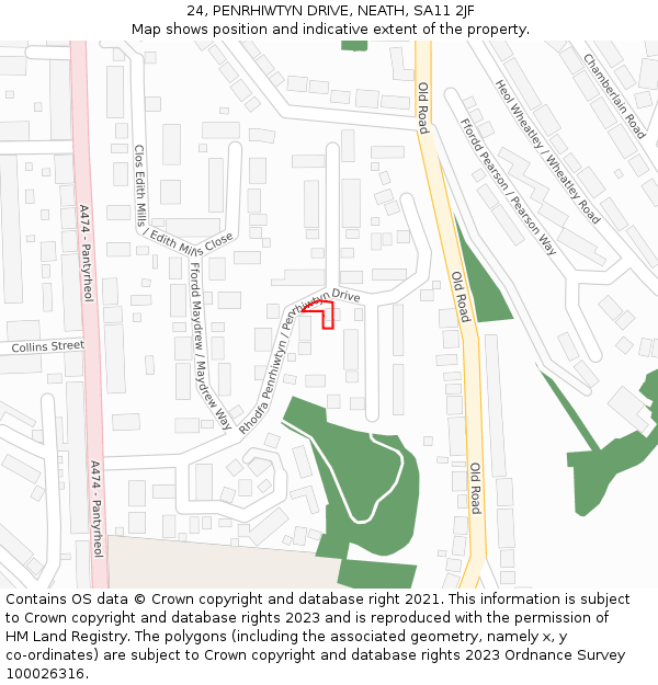 24, PENRHIWTYN DRIVE, NEATH, SA11 2JF: Location map and indicative extent of plot
