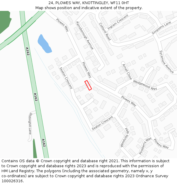 24, PLOWES WAY, KNOTTINGLEY, WF11 0HT: Location map and indicative extent of plot