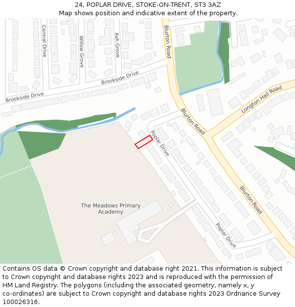 24, POPLAR DRIVE, STOKE-ON-TRENT, ST3 3AZ: Location map and indicative extent of plot