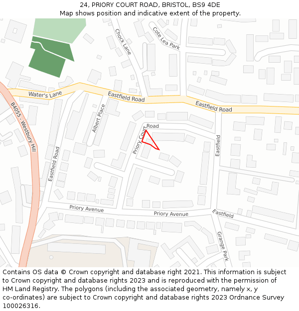 24, PRIORY COURT ROAD, BRISTOL, BS9 4DE: Location map and indicative extent of plot