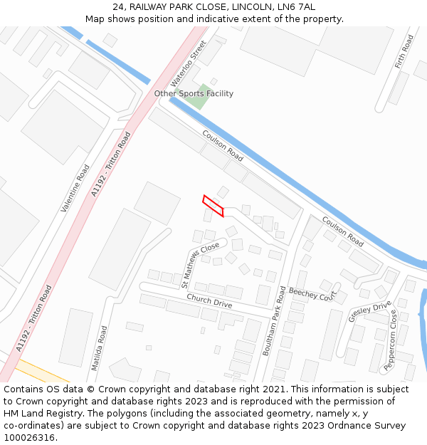 24, RAILWAY PARK CLOSE, LINCOLN, LN6 7AL: Location map and indicative extent of plot