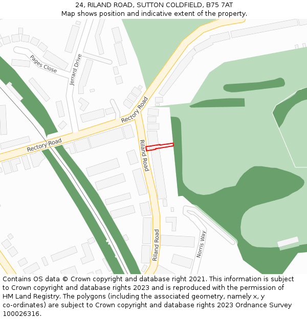 24, RILAND ROAD, SUTTON COLDFIELD, B75 7AT: Location map and indicative extent of plot
