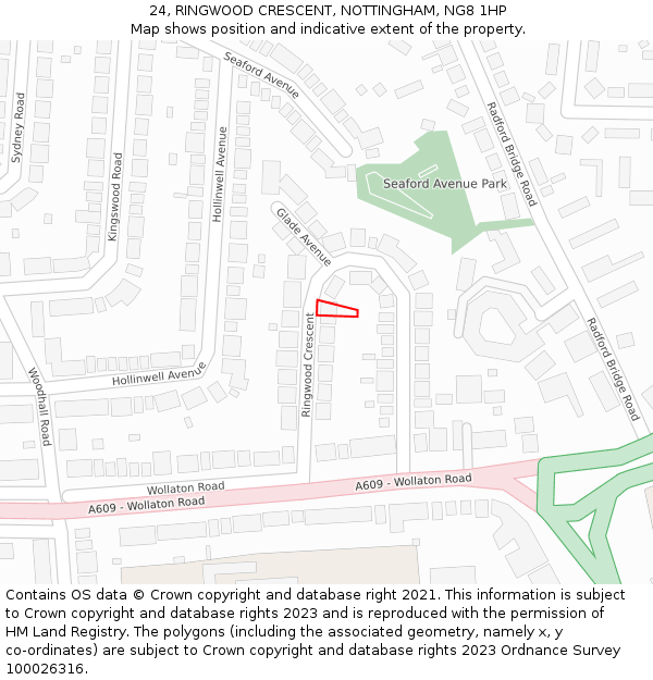 24, RINGWOOD CRESCENT, NOTTINGHAM, NG8 1HP: Location map and indicative extent of plot