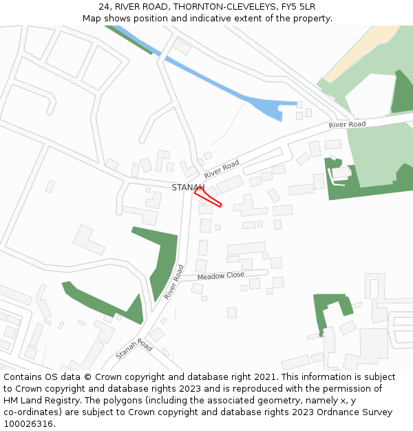 24, RIVER ROAD, THORNTON-CLEVELEYS, FY5 5LR: Location map and indicative extent of plot