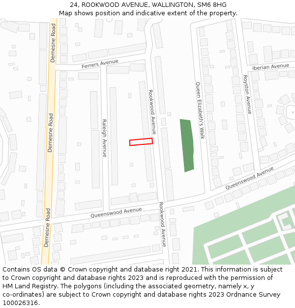 24, ROOKWOOD AVENUE, WALLINGTON, SM6 8HG: Location map and indicative extent of plot