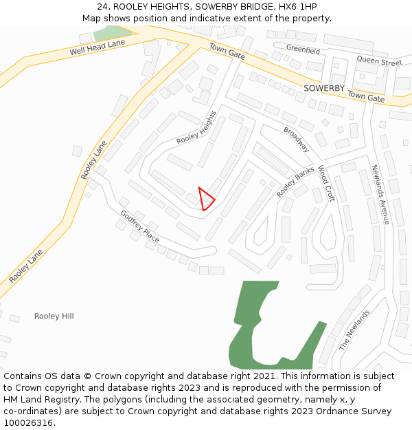 24, ROOLEY HEIGHTS, SOWERBY BRIDGE, HX6 1HP: Location map and indicative extent of plot