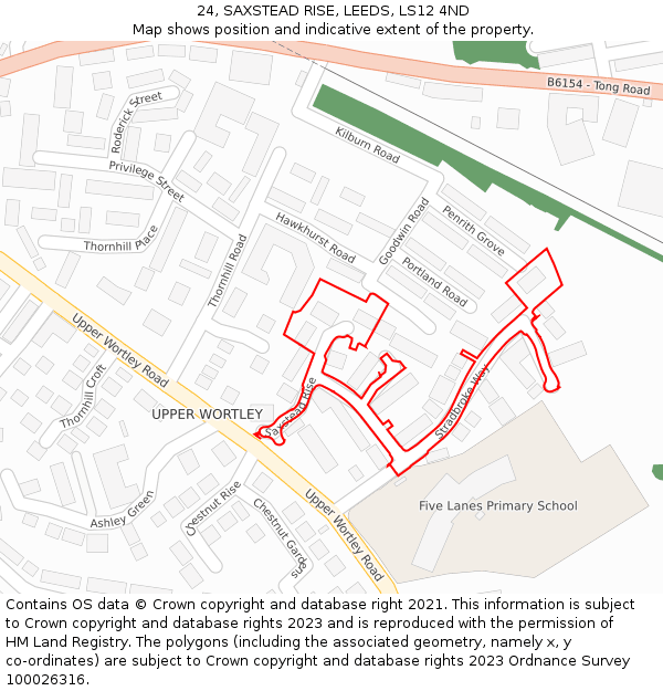24, SAXSTEAD RISE, LEEDS, LS12 4ND: Location map and indicative extent of plot