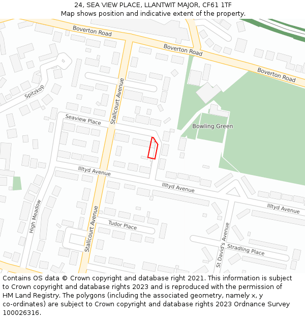 24, SEA VIEW PLACE, LLANTWIT MAJOR, CF61 1TF: Location map and indicative extent of plot