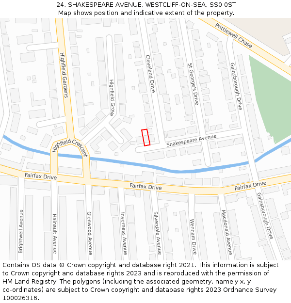 24, SHAKESPEARE AVENUE, WESTCLIFF-ON-SEA, SS0 0ST: Location map and indicative extent of plot