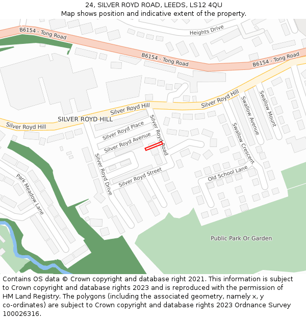 24, SILVER ROYD ROAD, LEEDS, LS12 4QU: Location map and indicative extent of plot