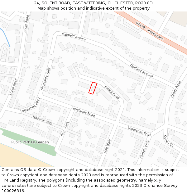 24, SOLENT ROAD, EAST WITTERING, CHICHESTER, PO20 8DJ: Location map and indicative extent of plot