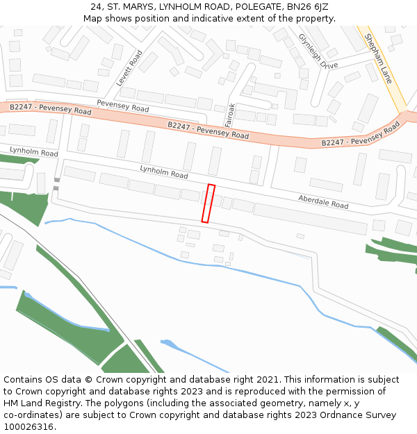 24, ST. MARYS, LYNHOLM ROAD, POLEGATE, BN26 6JZ: Location map and indicative extent of plot