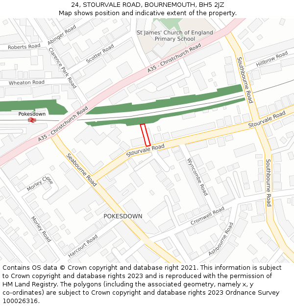 24, STOURVALE ROAD, BOURNEMOUTH, BH5 2JZ: Location map and indicative extent of plot