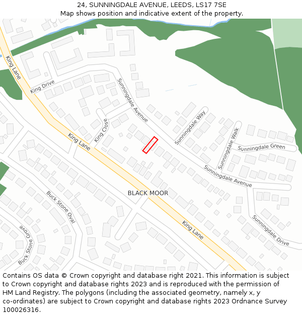 24, SUNNINGDALE AVENUE, LEEDS, LS17 7SE: Location map and indicative extent of plot