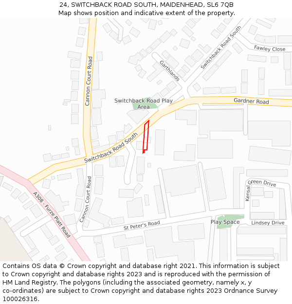 24, SWITCHBACK ROAD SOUTH, MAIDENHEAD, SL6 7QB: Location map and indicative extent of plot