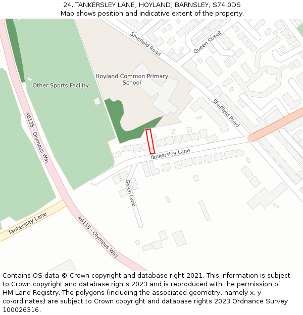 24, TANKERSLEY LANE, HOYLAND, BARNSLEY, S74 0DS: Location map and indicative extent of plot