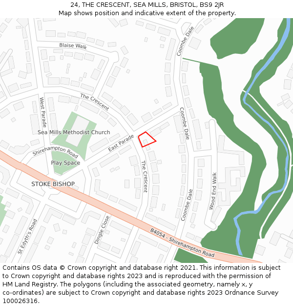24, THE CRESCENT, SEA MILLS, BRISTOL, BS9 2JR: Location map and indicative extent of plot