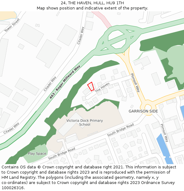 24, THE HAVEN, HULL, HU9 1TH: Location map and indicative extent of plot