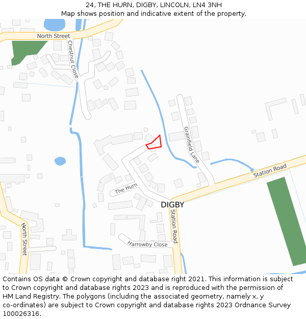 24, THE HURN, DIGBY, LINCOLN, LN4 3NH: Location map and indicative extent of plot