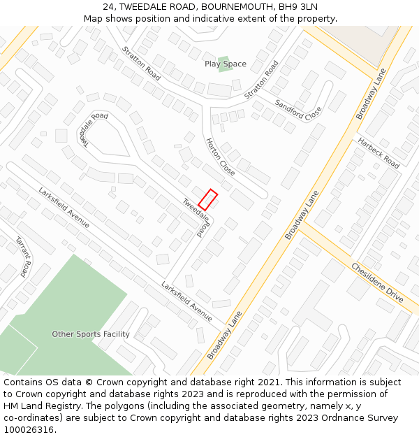 24, TWEEDALE ROAD, BOURNEMOUTH, BH9 3LN: Location map and indicative extent of plot