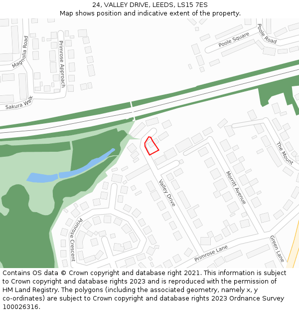 24, VALLEY DRIVE, LEEDS, LS15 7ES: Location map and indicative extent of plot