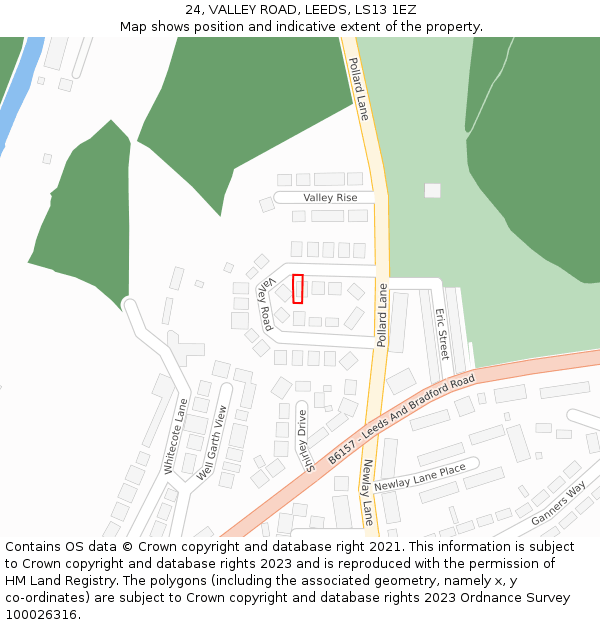 24, VALLEY ROAD, LEEDS, LS13 1EZ: Location map and indicative extent of plot