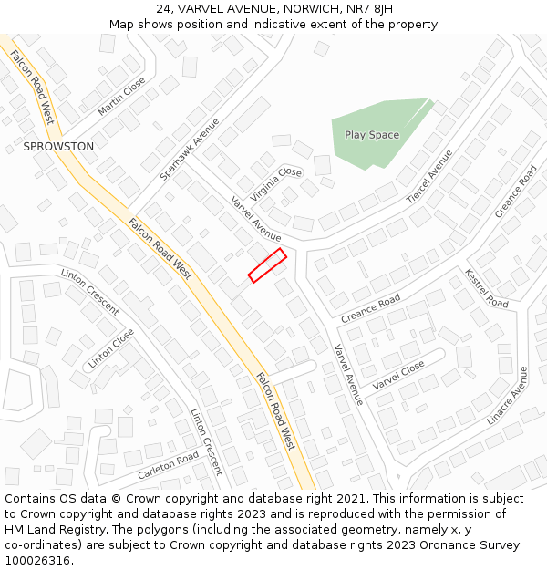 24, VARVEL AVENUE, NORWICH, NR7 8JH: Location map and indicative extent of plot