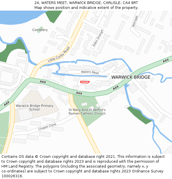 24, WATERS MEET, WARWICK BRIDGE, CARLISLE, CA4 8RT: Location map and indicative extent of plot