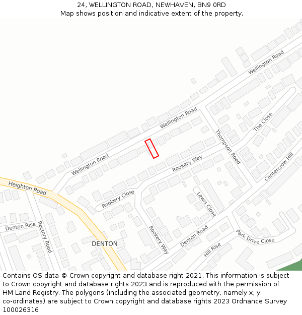 24, WELLINGTON ROAD, NEWHAVEN, BN9 0RD: Location map and indicative extent of plot