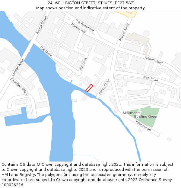 24, WELLINGTON STREET, ST IVES, PE27 5AZ: Location map and indicative extent of plot