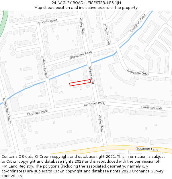 24, WIGLEY ROAD, LEICESTER, LE5 1JH: Location map and indicative extent of plot
