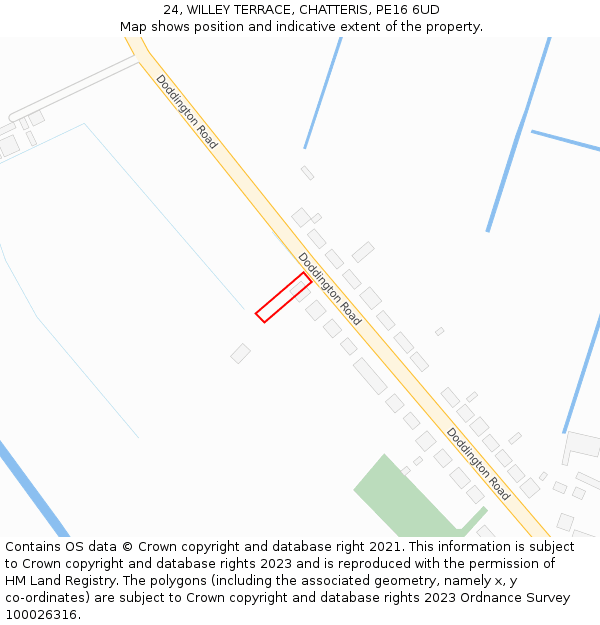 24, WILLEY TERRACE, CHATTERIS, PE16 6UD: Location map and indicative extent of plot