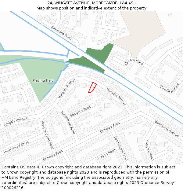 24, WINGATE AVENUE, MORECAMBE, LA4 4SH: Location map and indicative extent of plot