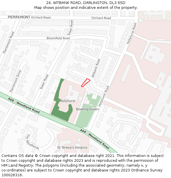 24, WITBANK ROAD, DARLINGTON, DL3 6SD: Location map and indicative extent of plot