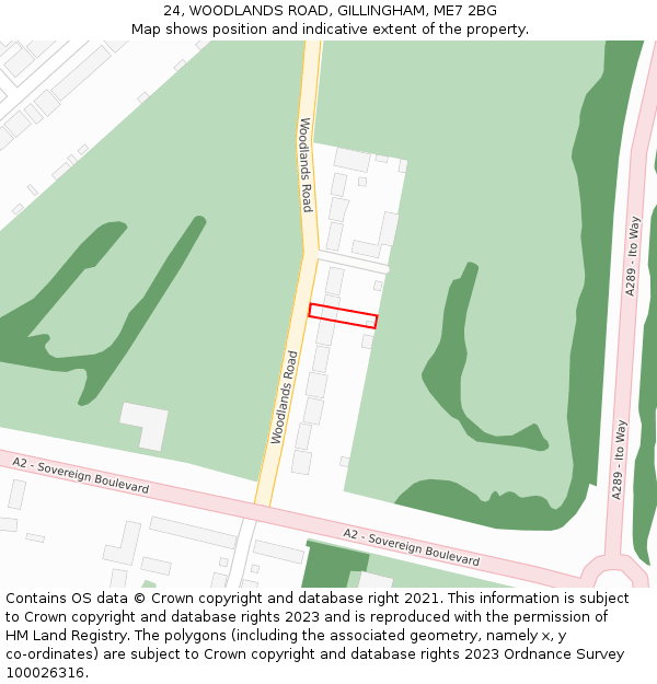24, WOODLANDS ROAD, GILLINGHAM, ME7 2BG: Location map and indicative extent of plot