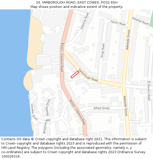 24, YARBOROUGH ROAD, EAST COWES, PO32 6SH: Location map and indicative extent of plot