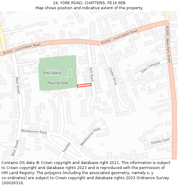 24, YORK ROAD, CHATTERIS, PE16 6EB: Location map and indicative extent of plot