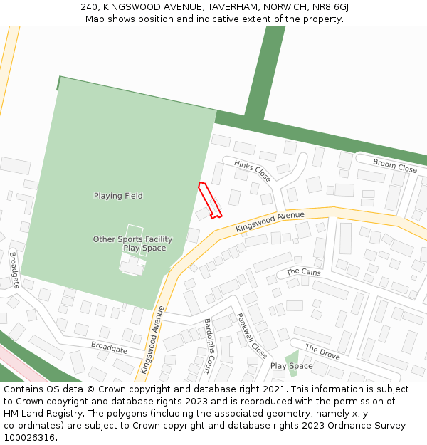 240, KINGSWOOD AVENUE, TAVERHAM, NORWICH, NR8 6GJ: Location map and indicative extent of plot