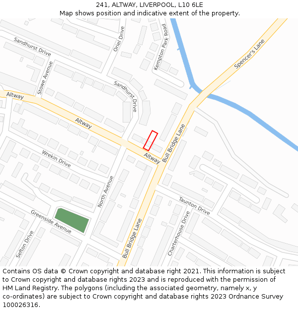 241, ALTWAY, LIVERPOOL, L10 6LE: Location map and indicative extent of plot
