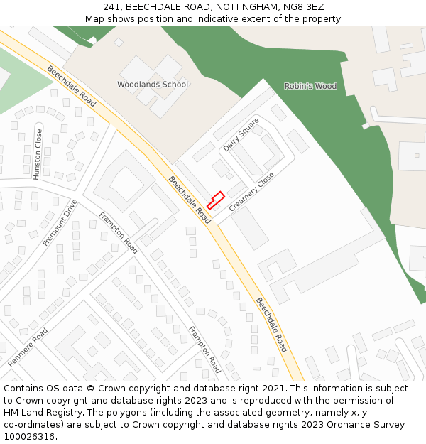 241, BEECHDALE ROAD, NOTTINGHAM, NG8 3EZ: Location map and indicative extent of plot