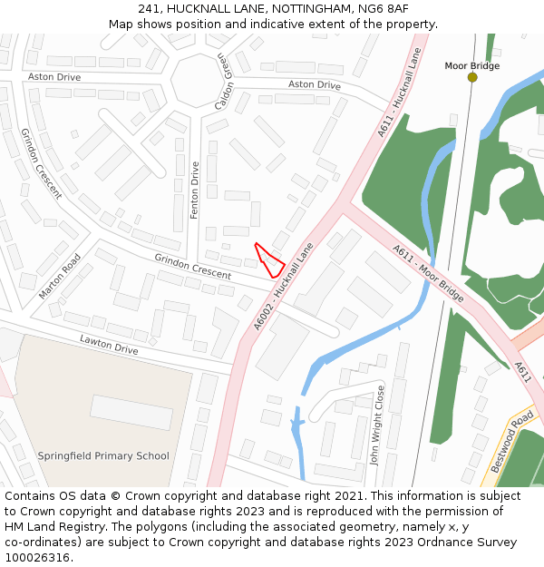 241, HUCKNALL LANE, NOTTINGHAM, NG6 8AF: Location map and indicative extent of plot