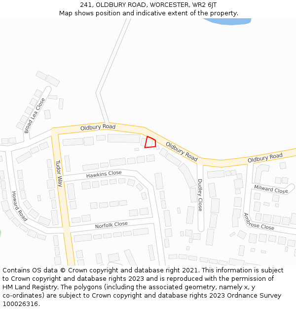 241, OLDBURY ROAD, WORCESTER, WR2 6JT: Location map and indicative extent of plot