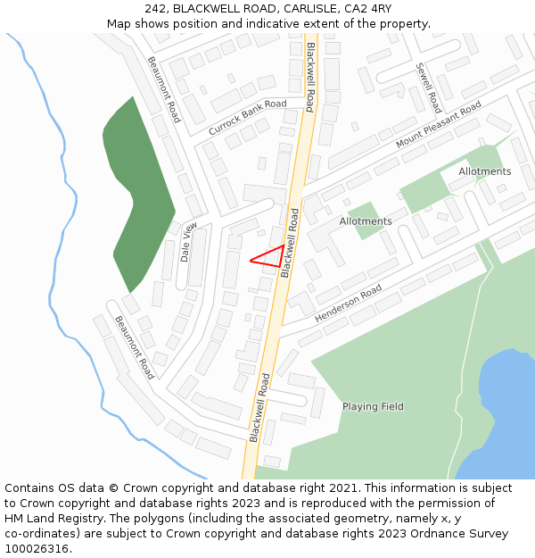 242, BLACKWELL ROAD, CARLISLE, CA2 4RY: Location map and indicative extent of plot
