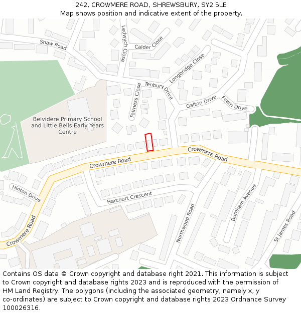 242, CROWMERE ROAD, SHREWSBURY, SY2 5LE: Location map and indicative extent of plot