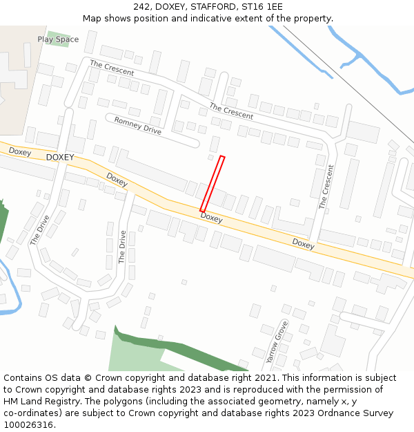 242, DOXEY, STAFFORD, ST16 1EE: Location map and indicative extent of plot