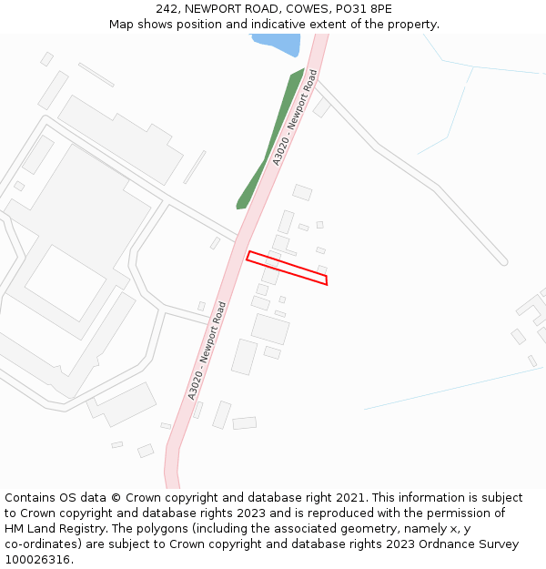 242, NEWPORT ROAD, COWES, PO31 8PE: Location map and indicative extent of plot
