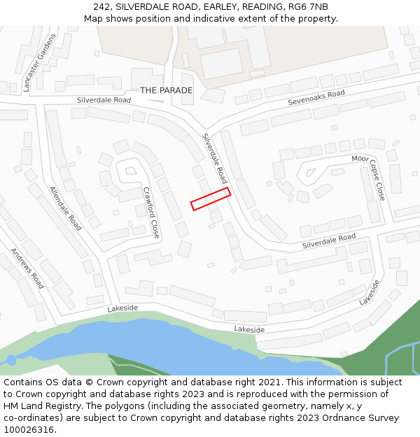 242, SILVERDALE ROAD, EARLEY, READING, RG6 7NB: Location map and indicative extent of plot