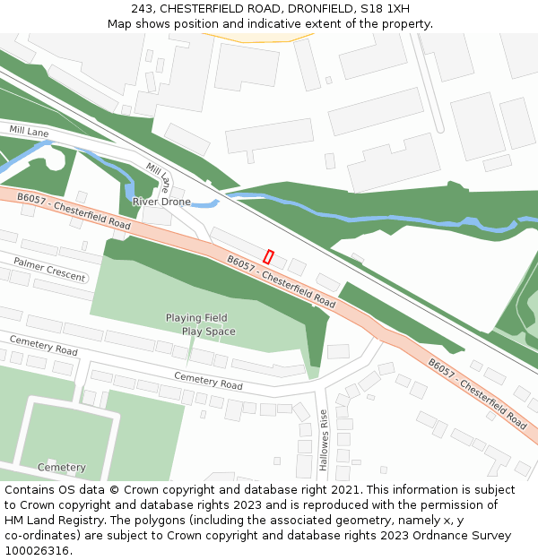 243, CHESTERFIELD ROAD, DRONFIELD, S18 1XH: Location map and indicative extent of plot